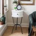 thumbnail image 3 of Chic White Round End Table with Drawer - Solid Wood & Metal Legs, Perfect for Living Room or Bedroom, 3 of 6