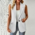 thumbnail image 2 of BXJX 2025 Womens Work & Casual Solid Color Blazers With Pockets- Professional Sleeveless Open Front Business Office Suit Jacket White Size M, 2 of 8