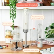 Beautiful Cordless Immersion Blender with Chopper, Whisk & Measuring Cup, White Icing by Drew Barrymore