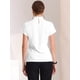 thumbnail image 3 of Top de trabajo para mujer con cuello levantado, manga casquillo, espalda de cerradura, elegante blusa de negocios blanco S, 3 of 6