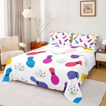 Castle Fairy Colorful Bowling Full Size Sheets for Kids Children,Sport Bed Sheets