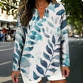thumbnail image 2 of LEKWK Womens Linen Long Sleeve Shirt Abstract Line Print Split V Neck Tunic Tops Going Out Tops Long Sleeve Trendy Tops Flowy Soft Evening Wear, 2 of 5