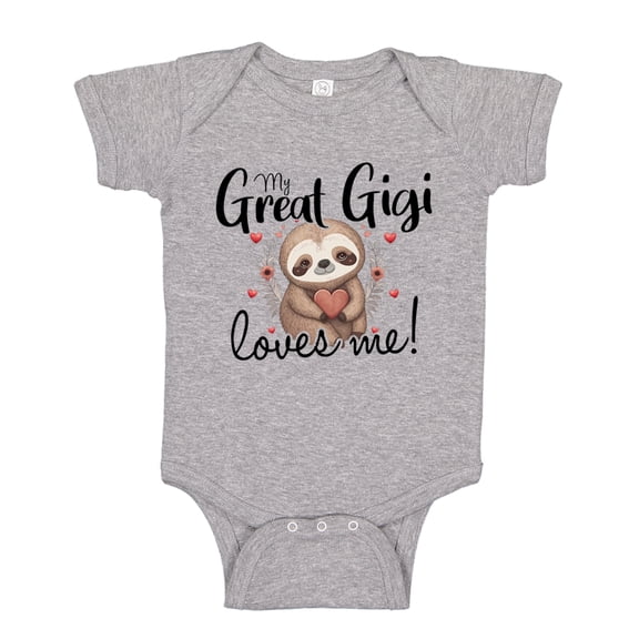 My Great Gigi Loves Me Sloth Baby Bodysuit One Piece NB Athletic Heather