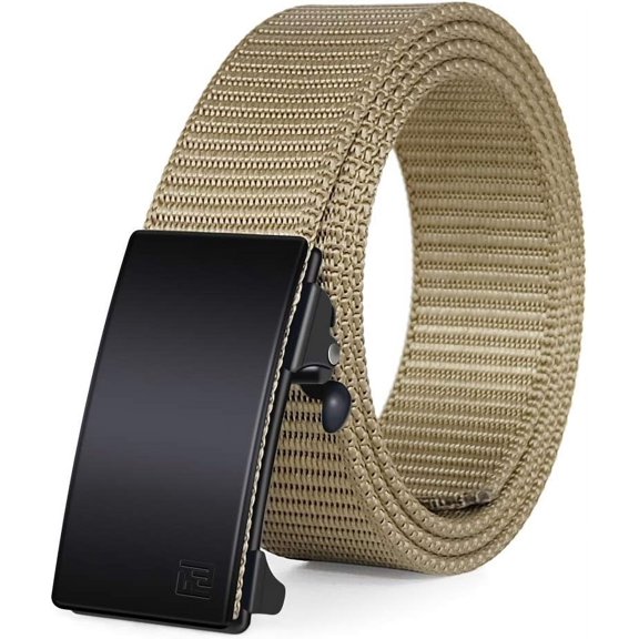 Men's Ratchet Web Belt,1.25 inch Nylon Automatic Buckle Belt,No Holes Invisible Belt for Men