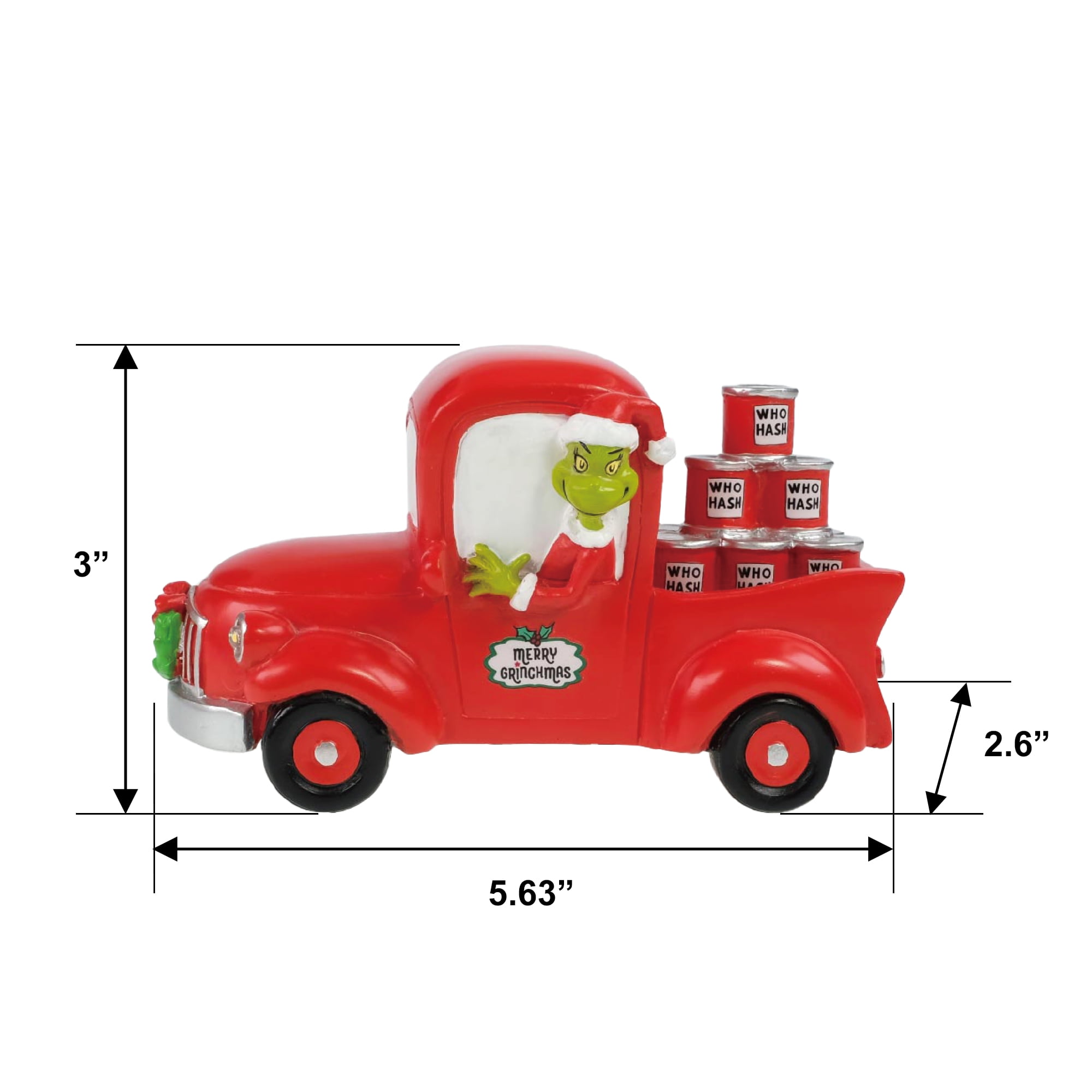 Dr. Seuss' The Grinch, Light-Up Grinch in a Red Truck Figurine Christmas Village Accessory, by Ruz