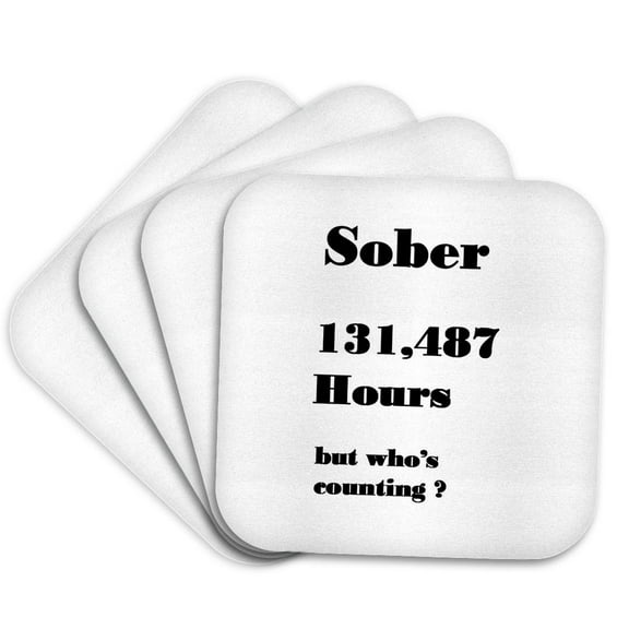 3dRose, Image of Sober 15 Years Or 131487 Hours, Set of 4 Coasters - Soft