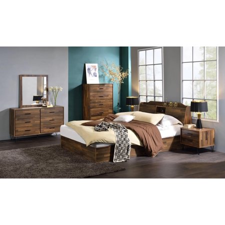 Contemporary Walnut Queen Bedroom Set by Acme Hestia BD00542Q-5pcs