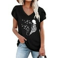 thumbnail image 1 of zanvin Hauts pour Femmes, Mode d'Été T-shirt Blouse Décontractée à Col en V à Manches Courtes Imprimée pour Femmes, 1 of 4