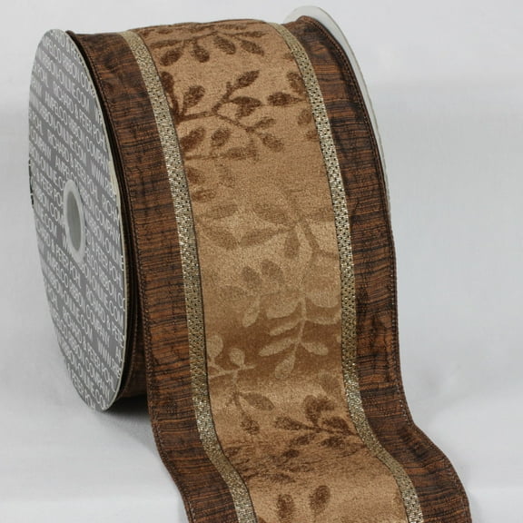 The Ribbon People Brown Leaves Wired Edge Craft Ribbon 4" x 20 Yards