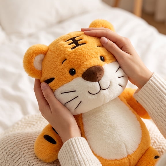 Kiddiway Running Tiger Plush Animal Figurine - Cute Plushies Stuffed Toy for Play, Bedtime, Cuddling, and Birthday Presents; Soft Plush Figurine for Children,yellow