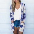 thumbnail image 5 of Womens Open Front Floral Cardigan Shirts with Pocket Long Sleeve Lightweight Coat Loose Comfort Casual Tops Outwear Blue, M, 5 of 5
