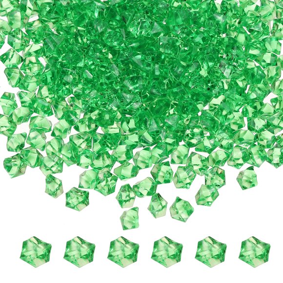 1000-Pack Fake Ice Rocks, 6x9mm Fake Crushed Ice Acrylic Gems Diamonds for Vase Fillers/Fish Tank/DIY Crafts [Grass Green]