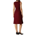 thumbnail image 3 of INSPIRE CHIC Women's Midi Dress V Neck Sleeveless Knitted Pleated Dress L Dark Red, 3 of 5