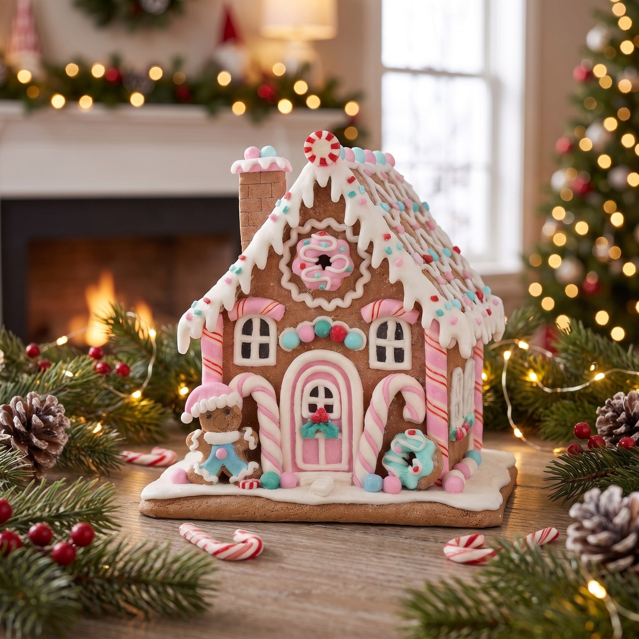 Light-Up Clay Dough Gingerbread Village House Christmas Decoration, Multicolor, 8", by Holiday Time
