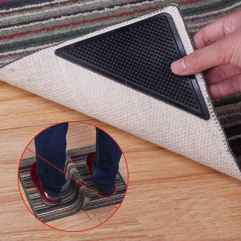 Collections Etc Reusable Slip-Resistant Adhesive Rug Grippers - Set of 8
