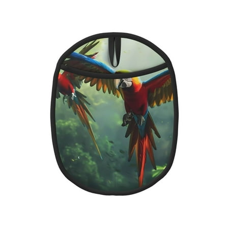 

Pofeuu Flying Parrots In Jungle Print Silicone Pot Mat Mitten With Hanging Loop Heat Resistant Oven Mitts Non-Slip Bbq Baking Smoking Potholders