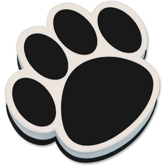 Ashley, ASH10017, Paw Shaped Magnetic Whiteboard Eraser, 1 Each, Black,White