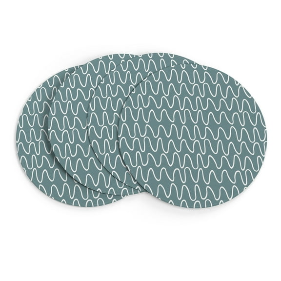 MIZHONA Teal Round Placemats Set of 4,Blue 15 inch Table Mat for Kitchen Dining Table Decoration