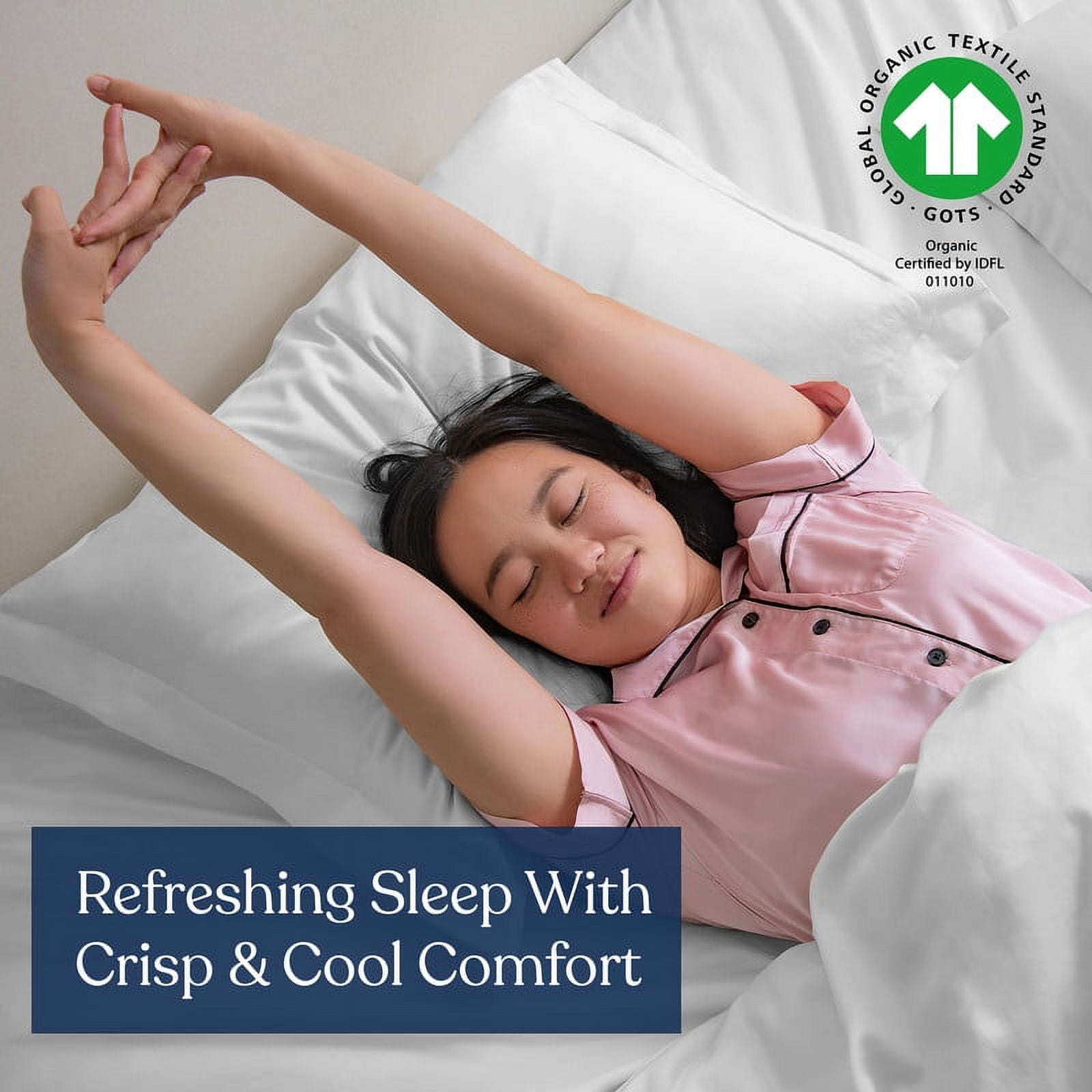 Delara GOTS Certified 100% Organic Cotton King Pillowcase Set of 2, 21"x36", 400TC Long Staple, Ultra Soft, Breathable & Smooth, Natural