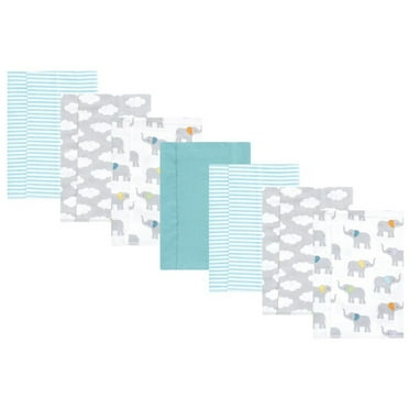 Hudson Baby Flannel Burp Cloth 7pk, Teal Elephant, One Size