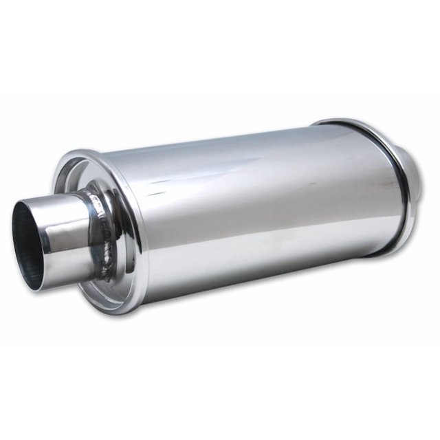 Vibrant Performance Exhaust Resonator 1142 Stainless Steel; Single 3 Inch Center Inlet; Single 3 Inch Center Outlet