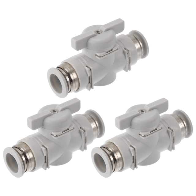 Conectores de aire Push to Connect de 35/64" Válvula de mano de aire Conector de plástico 3 Pcs Blanco tono plateado