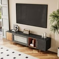 thumbnail image 6 of POVISON 78.74" Modern Black TV Stand, Wood TV Console with Cabinets, Glass, Flip-Down Glass Door, 6 of 7