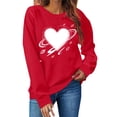 thumbnail image 2 of Valentine's Day Sweatshirt for Women Luminous Neon Heart Graphic Crewneck Long Sleeve Ribbed Cuffs Loose Fit Comfy Pullover Holiday Clothes, 2 of 7