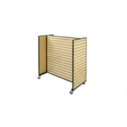Maple Metal Framed Rolling Slatwall Gondolas without shelves  50"W x 53" H overall