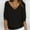 Black, variant on V-Neck T-Shirt for Womens 3/4 Sleeves Shirt Tops Relaxed Loose Blouse Brown Size L