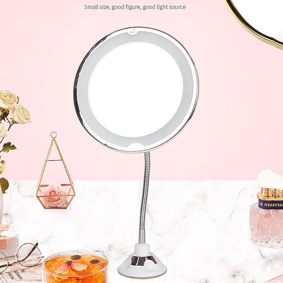 Flexible Gooseneck 8" 10x Magnifying LED Lighted Makeup Mirror, Bathroom Magnification Vanity Mirror with Suction Cup, 360 Degree Swivel, Daylight, Battery Operated, Cordless & Travel Mirror