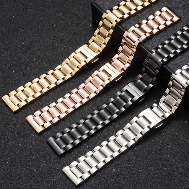 Correa de reloj Correa de acero Correa de reloj universal Correa de reloj con hebilla de mariposa de acero inoxidable macizo Correa de reloj para hombres y mujeres Accesorios de cadena de reloj