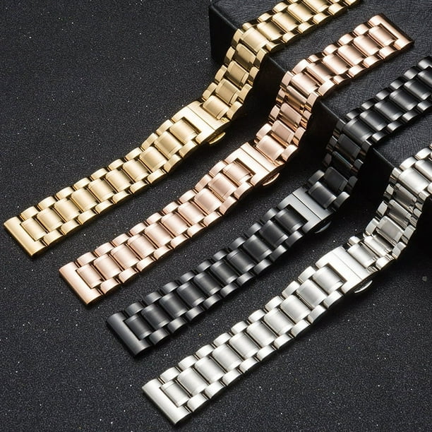 Correa de reloj Correa de acero Correa de reloj universal Correa de reloj con hebilla de mariposa de acero inoxidable macizo Correa de reloj para hombres y mujeres Accesorios de cadena de reloj