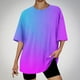 thumbnail image 2 of Tops Cortos para Mujeres, Gradiente Cuello Redondo Gota Hombro Camiseta de Manga Corta Top Casual Hecha de 95% Poliéster 5% Elastano, Camisetas Casuales para Mujer, 2 of 3