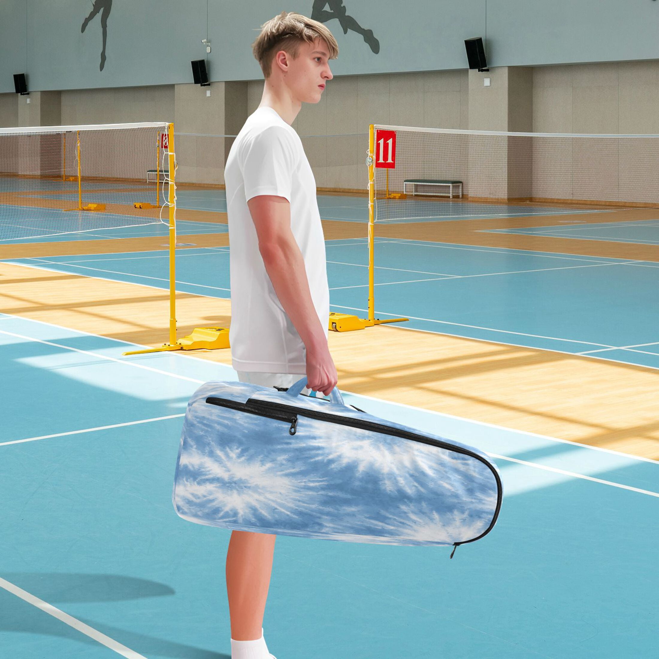 2 Racquet Holder Tennis Backpack Tennis Racket Covers Gym Bags Warm Blue Tie-dye Pattern