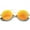 Gold / Orange-Blue Mirror, variant on sunglassLA Unisex Modern Slim Double Nose Bridge Colored Mirror Flat Lens Round Sunglasses (Gold / Gold Mirror) - 53mm