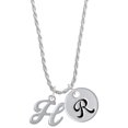 thumbnail image 1 of Delight Jewelry Silvertone Small Gelato Script Initial - H - Silvertone Script Initial Disc - R - Charm Necklace, 20"+3", 1 of 4