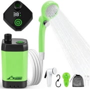 WADEO Portable Shower for Camping, Outdoor Electric Shower Rechargeable Pump with Intelligent Digital Display, Camping Shower Head Nozzle for Camping, Hiking, Traveling, Washing