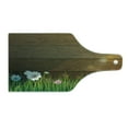 thumbnail image 2 of Flower Cutting Board, Digitally Drawn Daisy Field in Front of Wooden Fences Sunny Foliage Theme, Decorative Tempered Glass Cutting and Serving Board, Wine Bottle Shape, Green Brown, by Ambesonne, 2 of 5