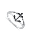 thumbnail image 4 of Polished Oxidized Anchor Cutout Ring .925 Sterling Silver Band Jewelry Female Male Unisex Size 9, 4 of 4