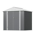 thumbnail image 6 of Homall 6' x 8' Mental Outdoor Storage Shed with Sloping Roof and Lockable Door, Outdoor Tool Storage Shed for Garden, Gray, 6 of 6