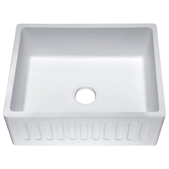 ANZZI Roine 24 In. Farmhouse Apron Front Man Made Stone Single Bowl Kitchen Sink in Matte White