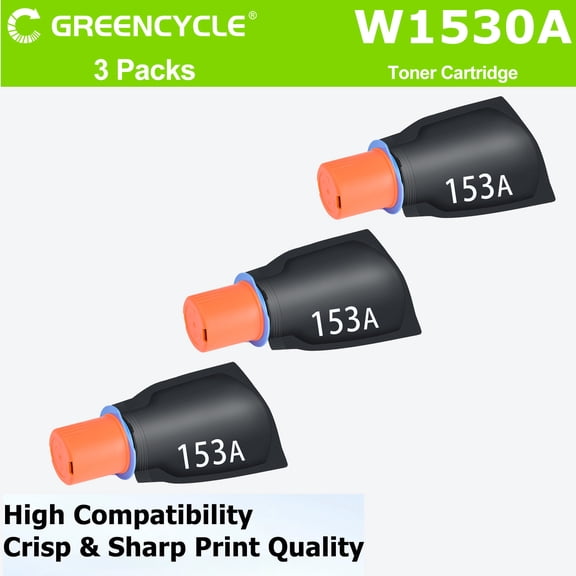 greencycle 153A Black Toner Cartridge Replacement Compatible for W1530A Work with Laser Tank 1504 1504w 2504 2504dw, Laser Tank MFP 1604 1604w 2604 2604dw 2604sdw 2606 2606dw,2500 Pages,3pcs
