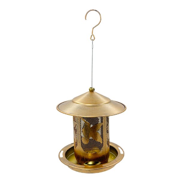 Comedero para pájaros, hierro decorativo con gancho, suministros creativos y compactos para alimentación. Patrón de pájaro