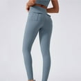 thumbnail image 5 of Butt Lifting Leggings for Women Solid Color High-Waisted Yoga Pants with Pockets Ladies Cycling Fitness Pants Running Sports Ankle Jegging Pants Uniform Pants for Women Light Blue S, 5 of 7