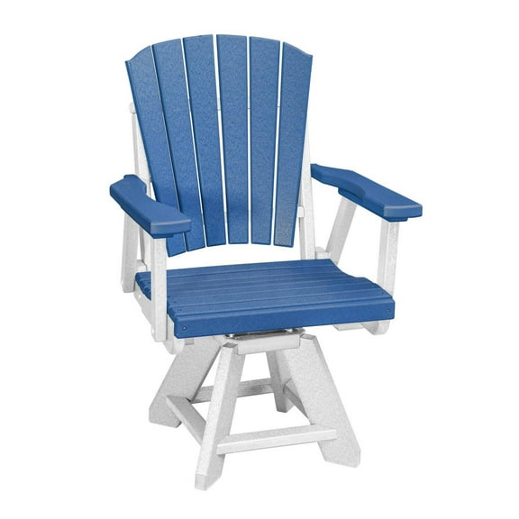 Dining Swivel Chair - Outdoor Armchair, Blue Seat/White Base - Heavy Duty Patio Furniture