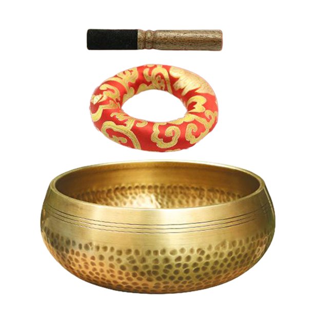 Juego de martildos a mano, cuenco de sonido de meditación de tibetano budista con mazo, regalo perfecto - Dia 9,5 cm kits de diámetro 95 cm 4 Sunnimix cuenco tibetano