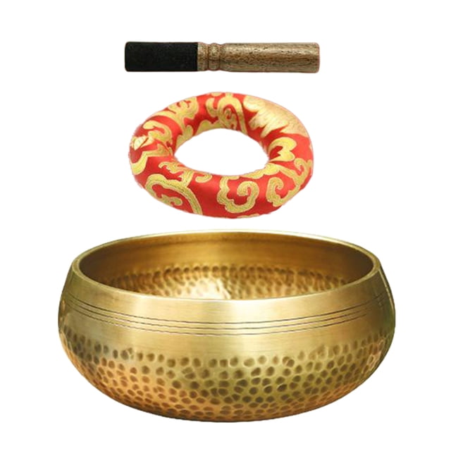 Juego de martildos a mano, cuenco de sonido de meditación de tibetano budista con mazo, regalo perfecto - Dia 9,5 cm kits de diámetro 95 cm 4 Sunnimix cuenco tibetano