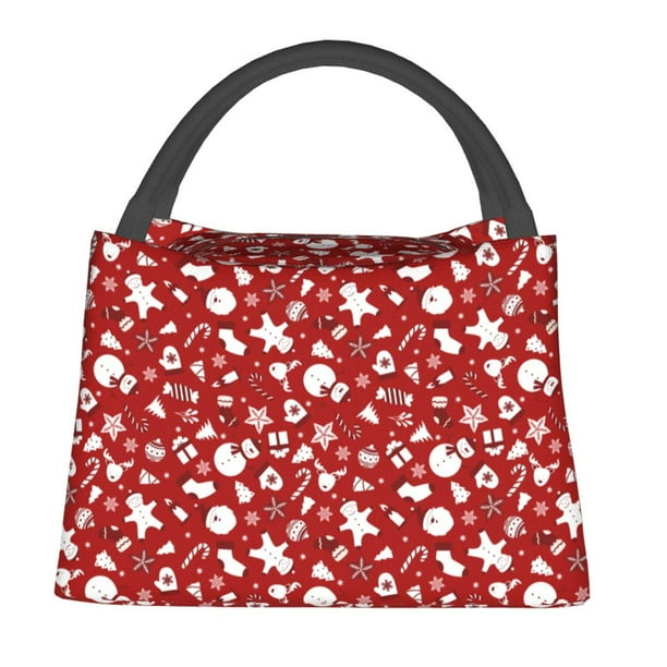 Fotbe Red Christmas Cheer. Bolsa Térmica Portátil con Estampado, Bolsa de Entrega de Alimentos Aislada, Bolsa Reutilizable de Gran Capacidad para Comidas y Supermercado
