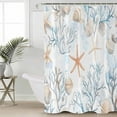 thumbnail image 5 of Coral Starfish Shower Curtain, 66" x 72", Ocean Coastal Summer Nautical Retro Waterproof Bathroom Curtain Washable Shower Curtain Set with 12 Hooks, 5 of 6